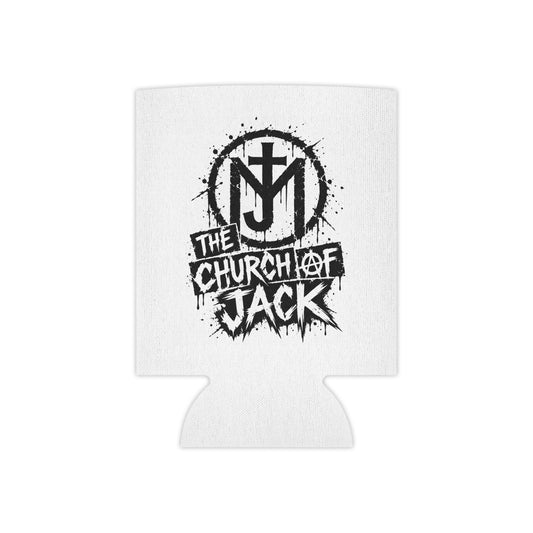 Can Cooler — The Church of Jack Logo Can Cooler (Black Grunge Band Design)