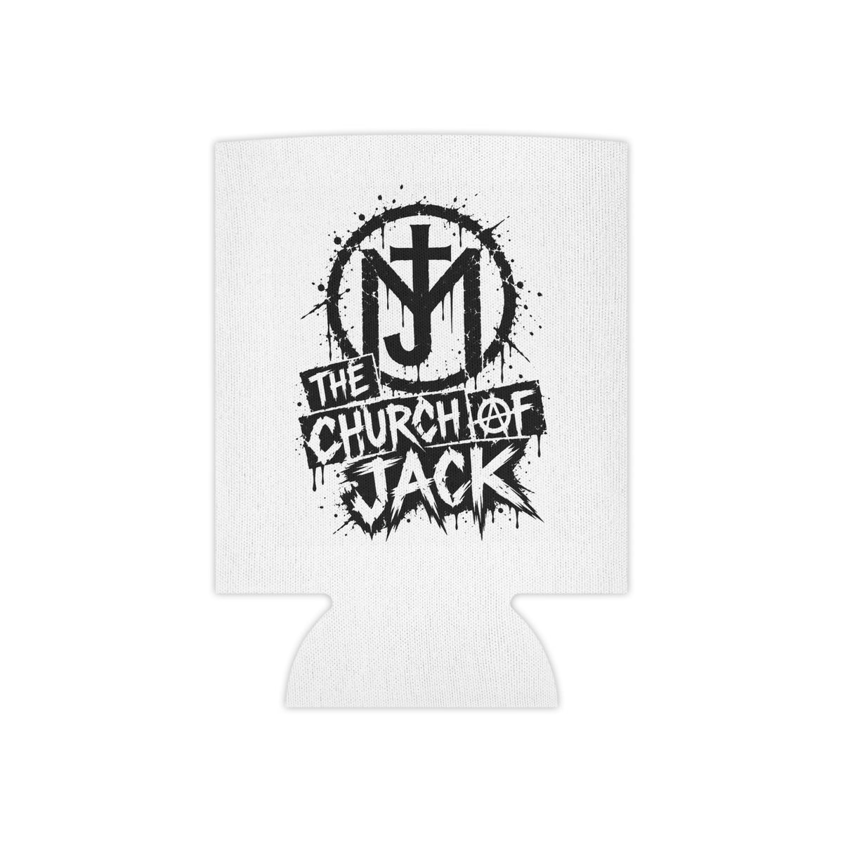 Can Cooler — The Church of Jack Logo Can Cooler (Black Grunge Band Design)